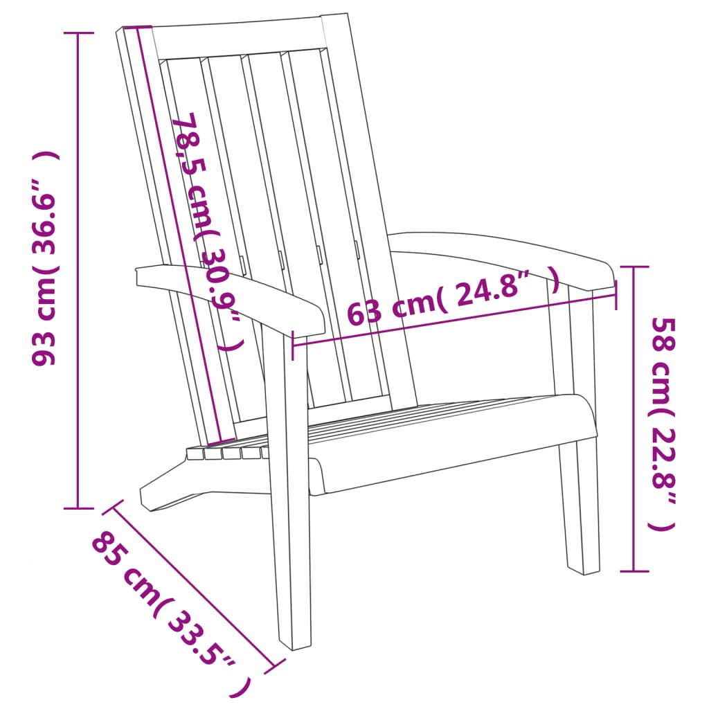 vidaXL Garden Adirondack Chair Black Polypropylene