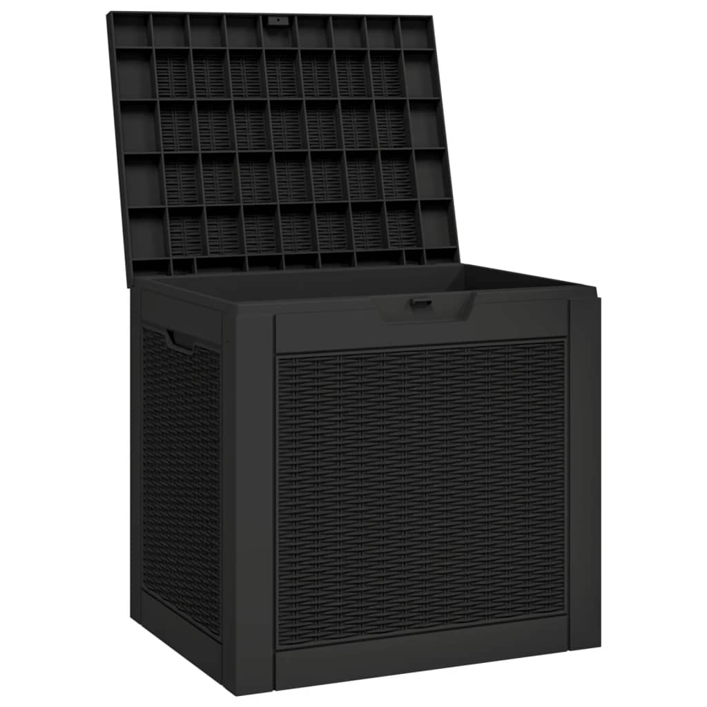 vidaXL Garden Storage Box Black 55.5x43x53 cm Polypropylene