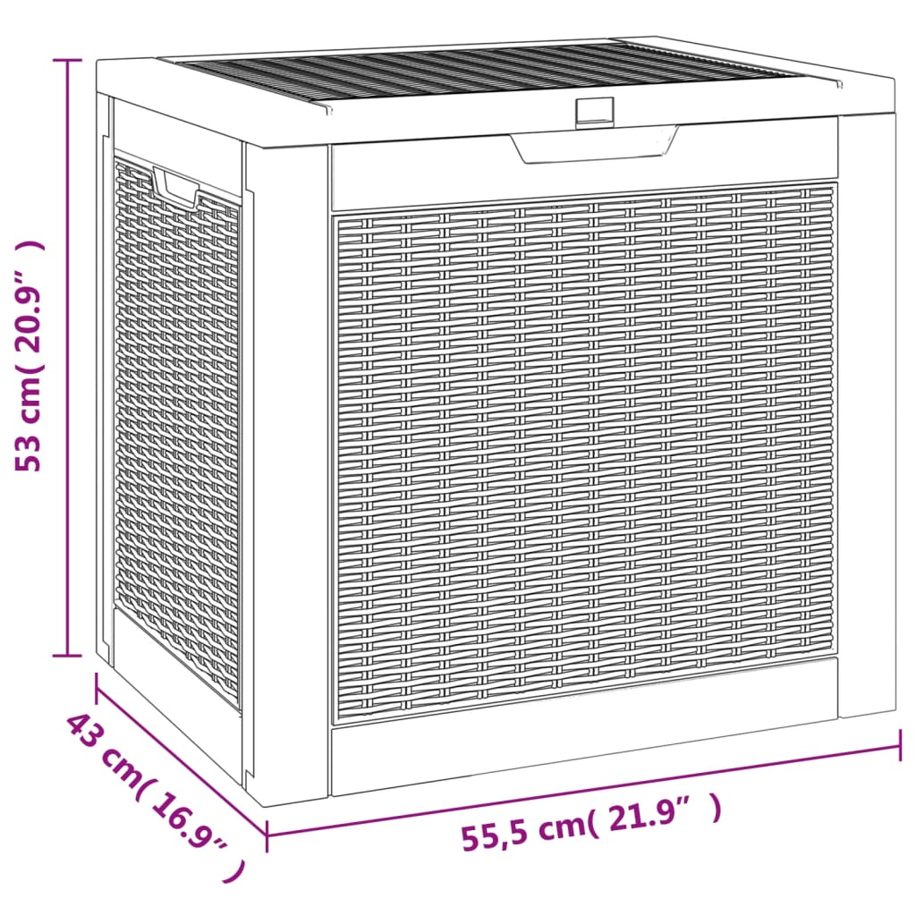 vidaXL Garden Storage Box Black 55.5x43x53 cm Polypropylene