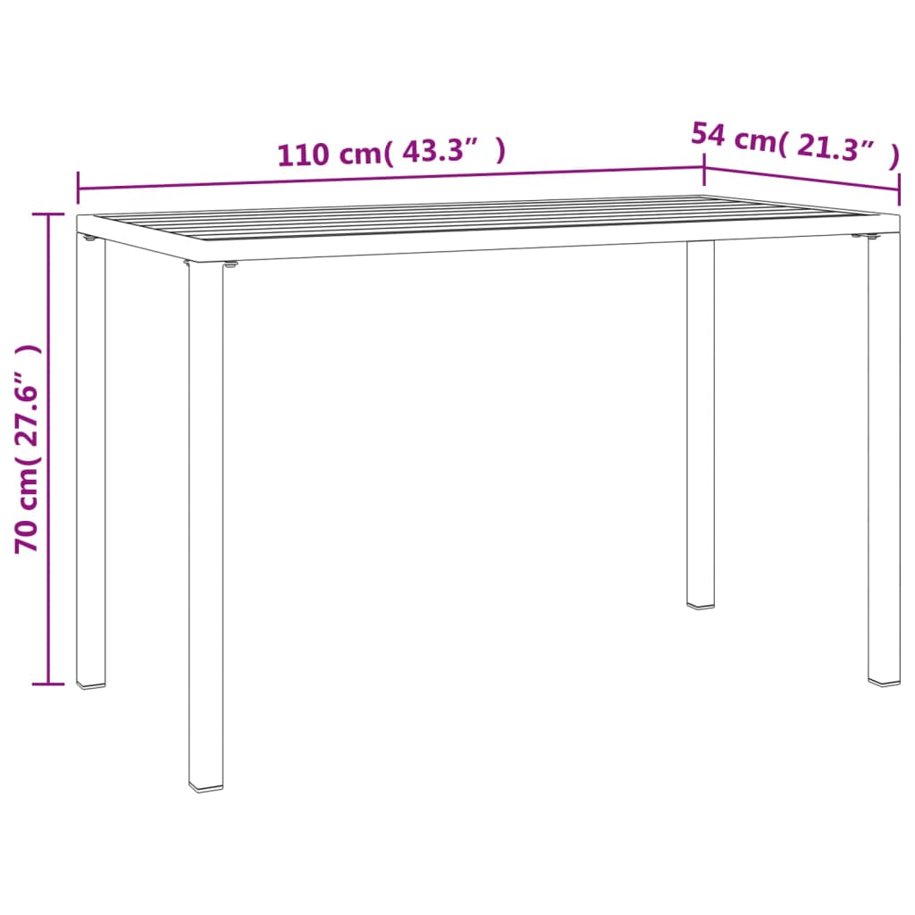 vidaXL Garden Dining Table Anthracite 110x54x70 cm Steel