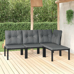 vidaXL 4 Piece Garden Lounge Set Black and Grey Poly Rattan