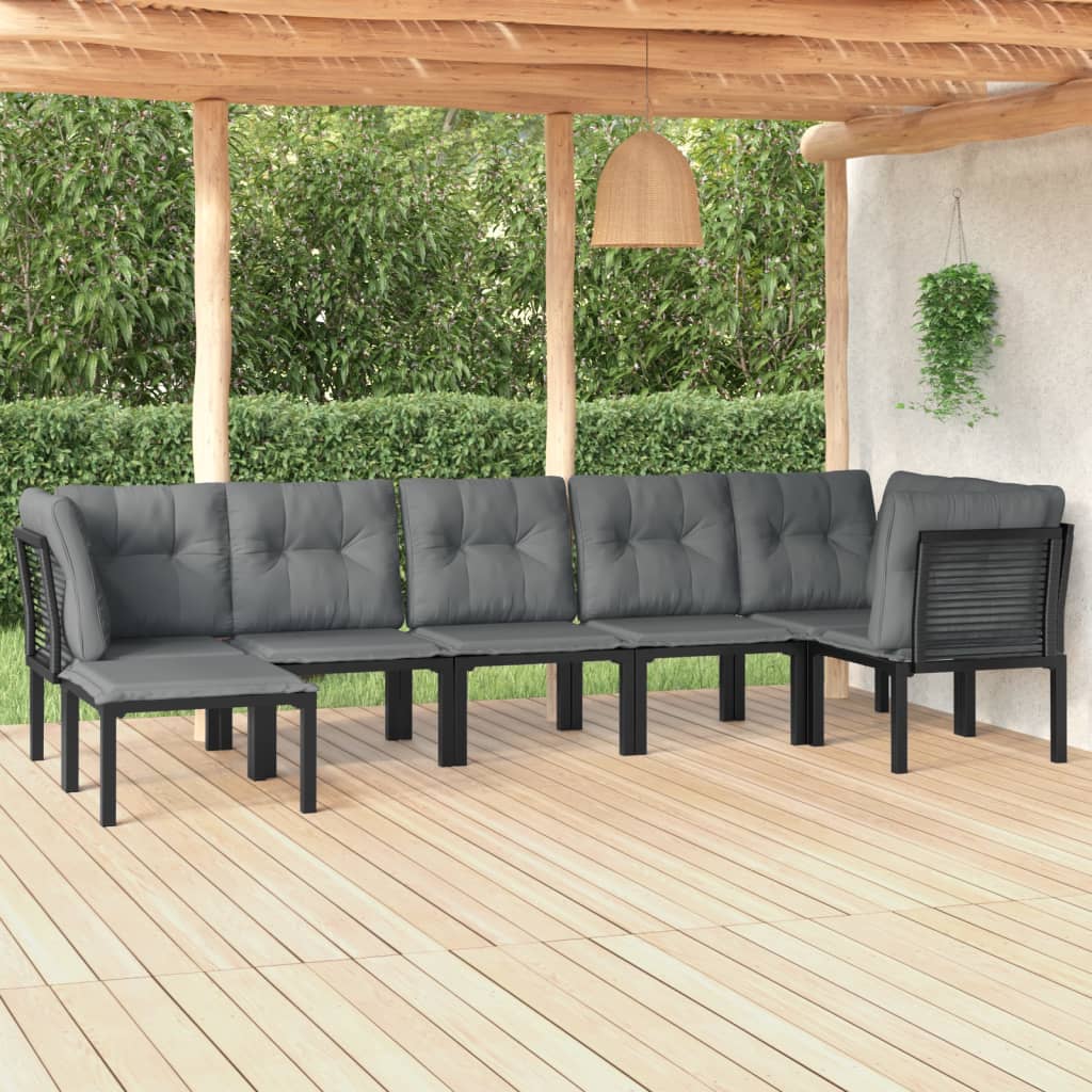 vidaXL 4 Piece Garden Lounge Set Black and Grey Poly Rattan