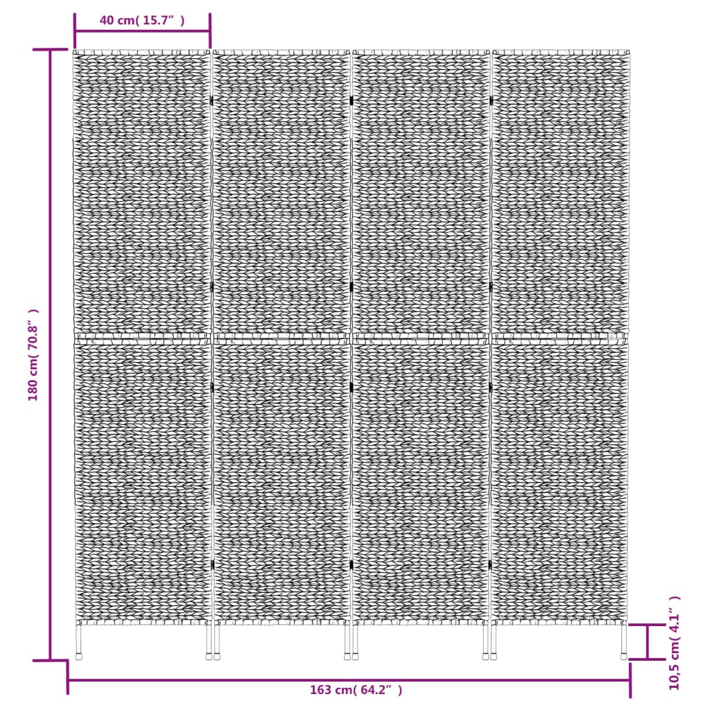 vidaXL Room Divider 5-Panel 205x180 cm Water Hyacinth