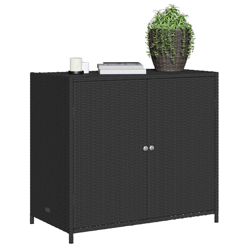 vidaXL Garden Storage Cabinet Black 83x45x76 cm Poly Rattan