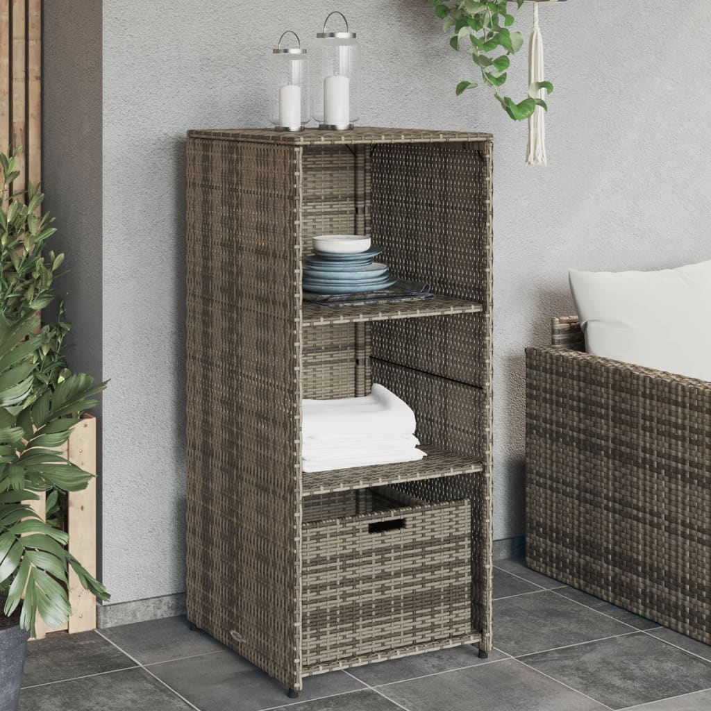 vidaXL Garden Storage Cabinet Black 50x55x115 cm Poly Rattan