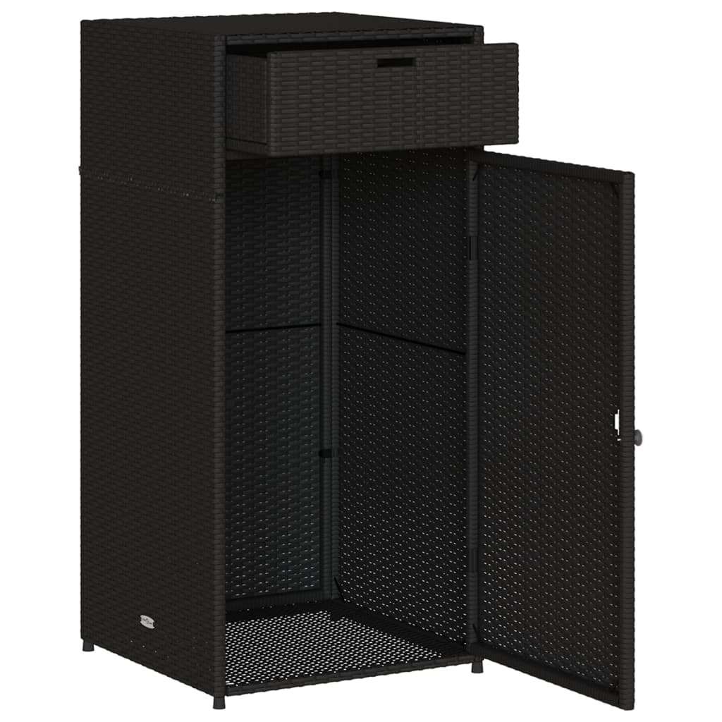 vidaXL Garden Storage Cabinet Black 55x55x111 cm Poly Rattan