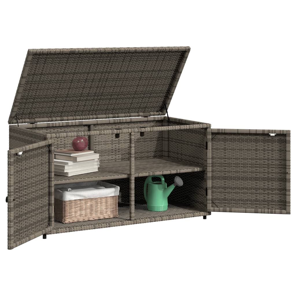 vidaXL Garden Storage Cabinet Black 110x55x60.5 cm Poly Rattan