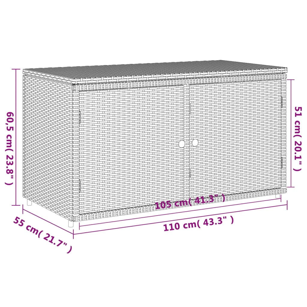 vidaXL Garden Storage Cabinet Black 110x55x60.5 cm Poly Rattan